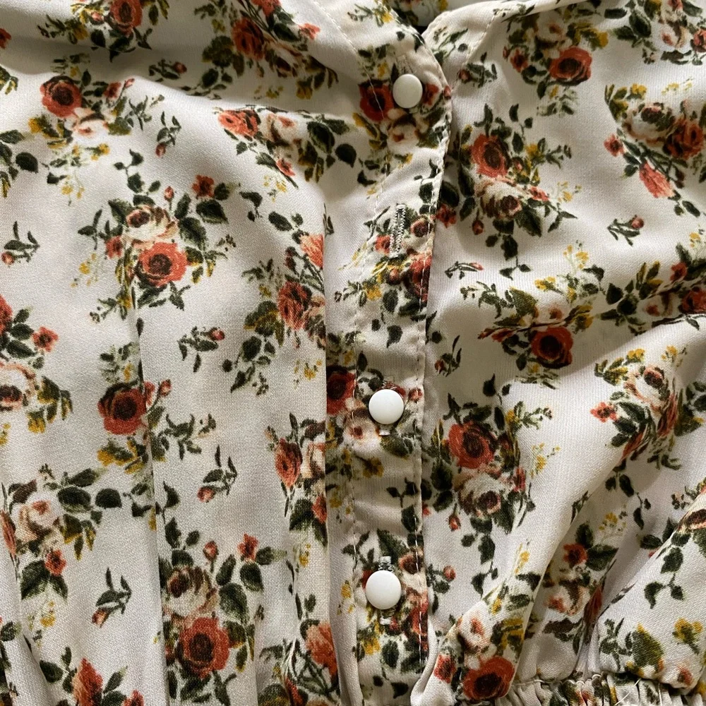 J for Justify Floral Mini Dress - Cream and Brown Size M